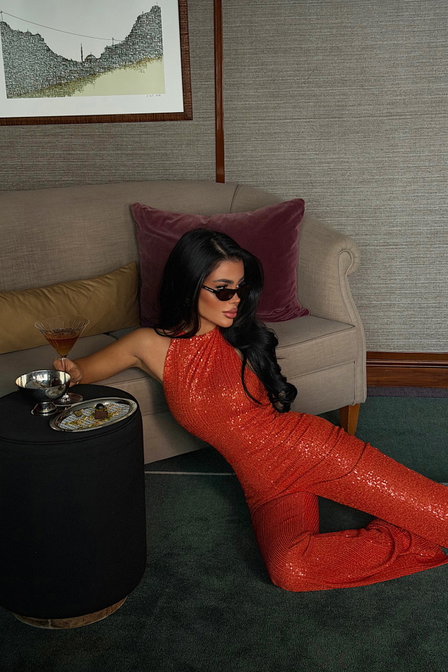 Turuncu Wyana Payetli Tulum ATE-3983 - 3