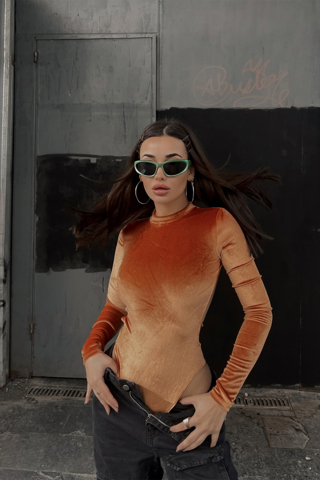Turuncu Sırt Detay Bodysuit ATE3527 - 2