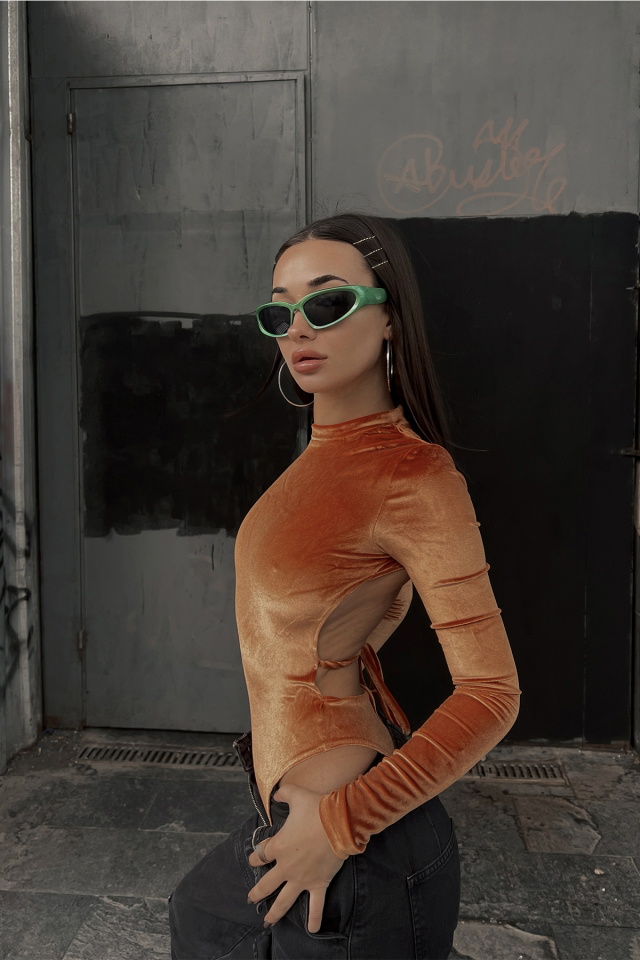 Turuncu Sırt Detay Bodysuit ATE3527 