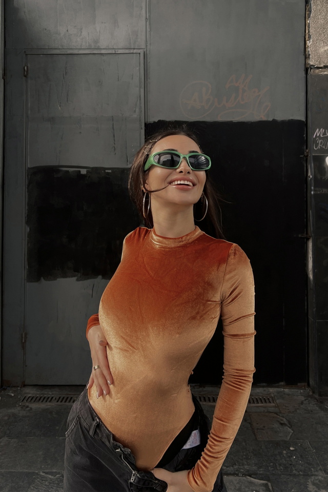 Turuncu Sırt Detay Bodysuit ATE3527 - 4