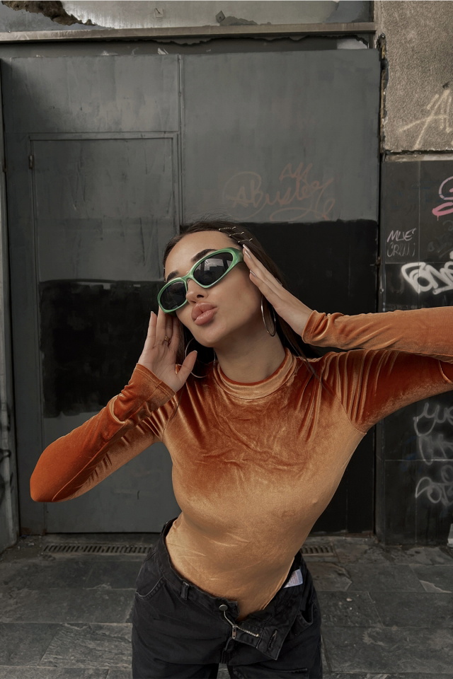 Turuncu Sırt Detay Bodysuit ATE3527 - 5