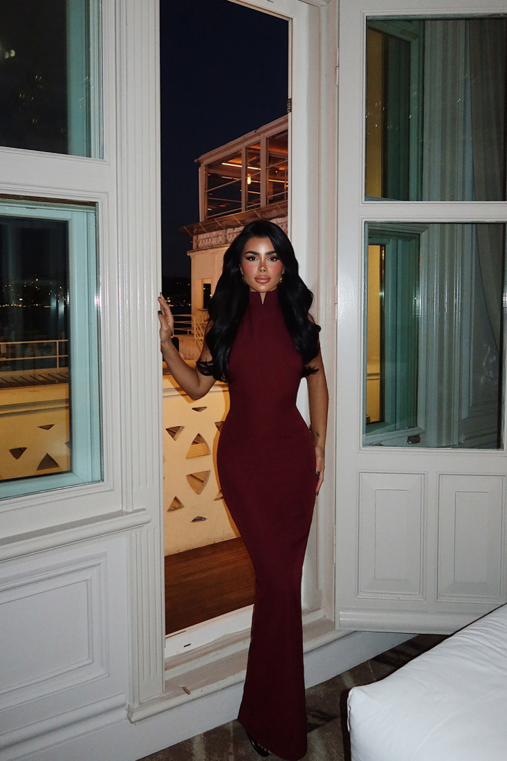 Vişne Çürüğü Doria Uzun Elbise ATE-3614 - EYYO