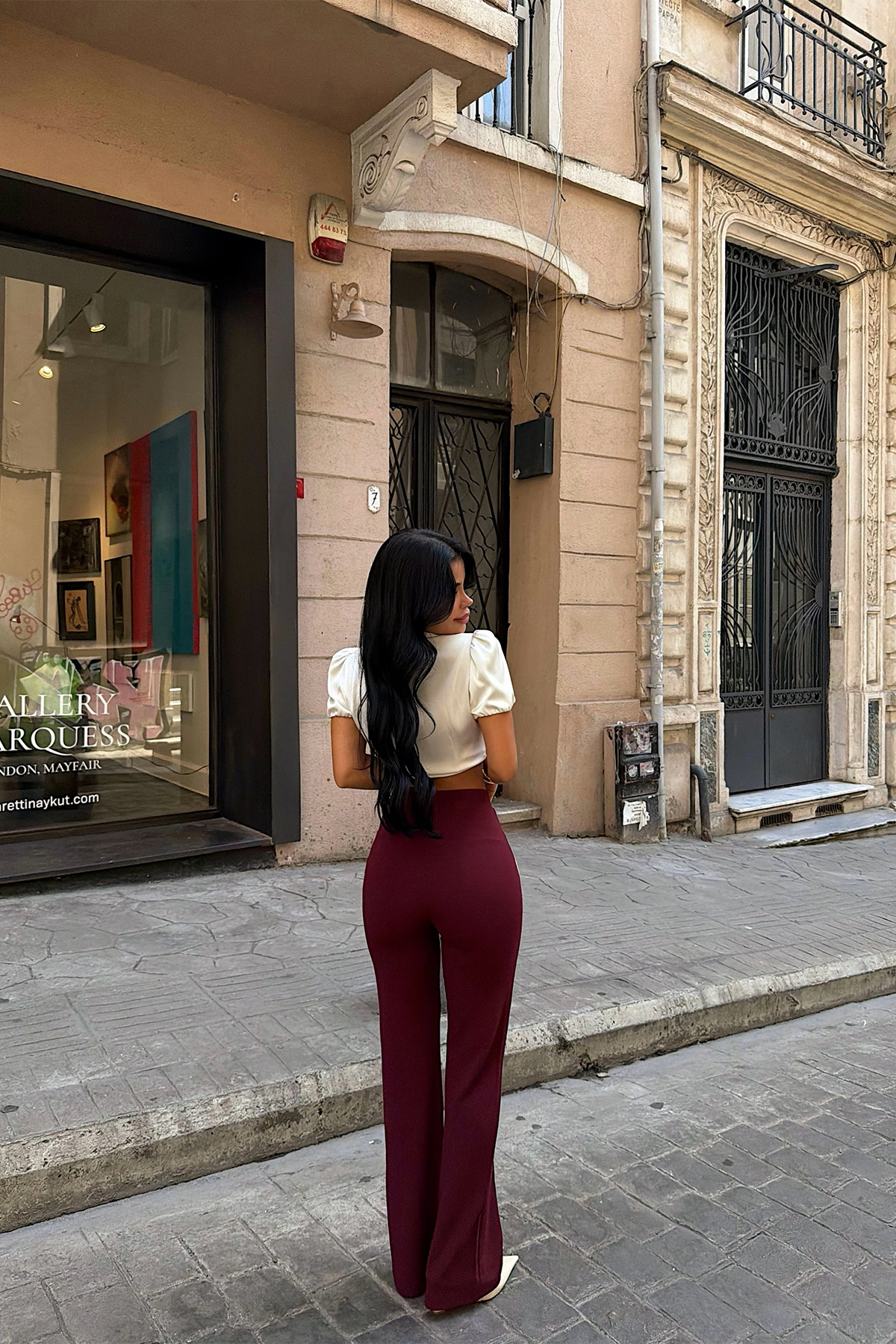 Vişne Çürüğü Dikiş Detay Pantolon - 4