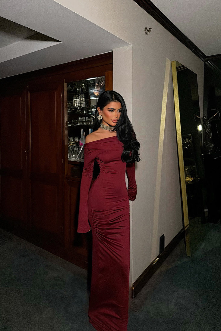 Vişne Çürüğü Eywa Uzun Elbise ATE-4002 - EYYO