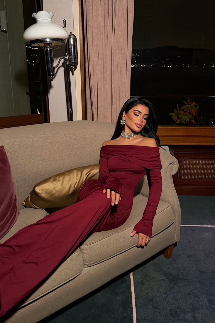 Vişne Çürüğü Eywa Uzun Elbise ATE-4002 - EYYO