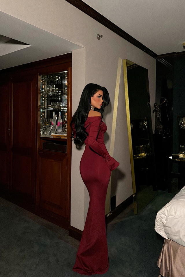 Vişne Çürüğü Eywa Uzun Elbise ATE-4002 - 4