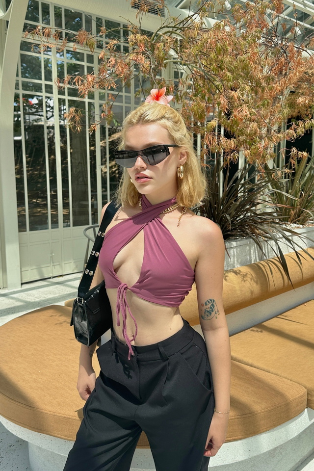 Vişne Çürüğü Önden Bağlamalı Crop Top