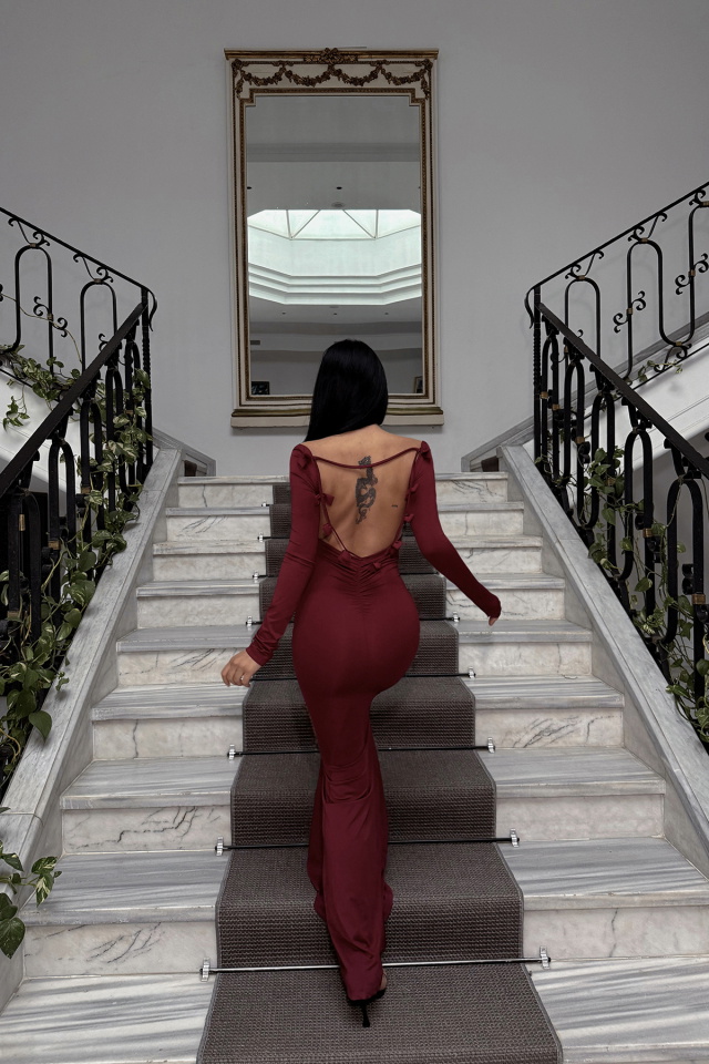 Vişne Paola Uzun Elbise ATE-2495 - 2