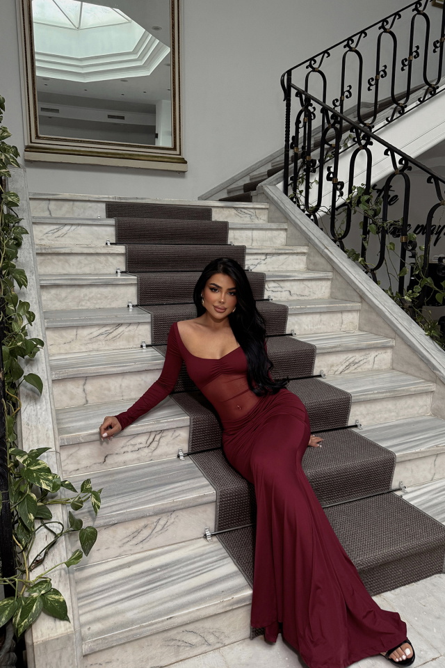 Vişne Paola Uzun Elbise ATE-2495 - 4