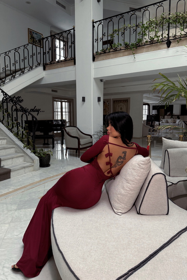 Vişne Paola Uzun Elbise ATE-2495 - 5