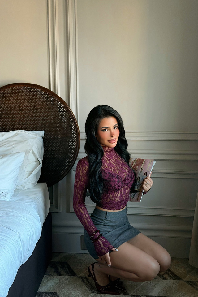 Vişne Çürüğü Raquel Dantel Transparan Bluz