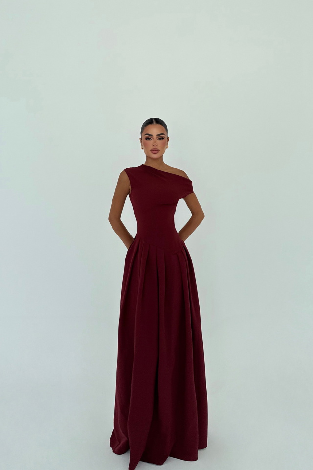 Vişne Bimala Kayık Yaka Elbise ATE-2950 