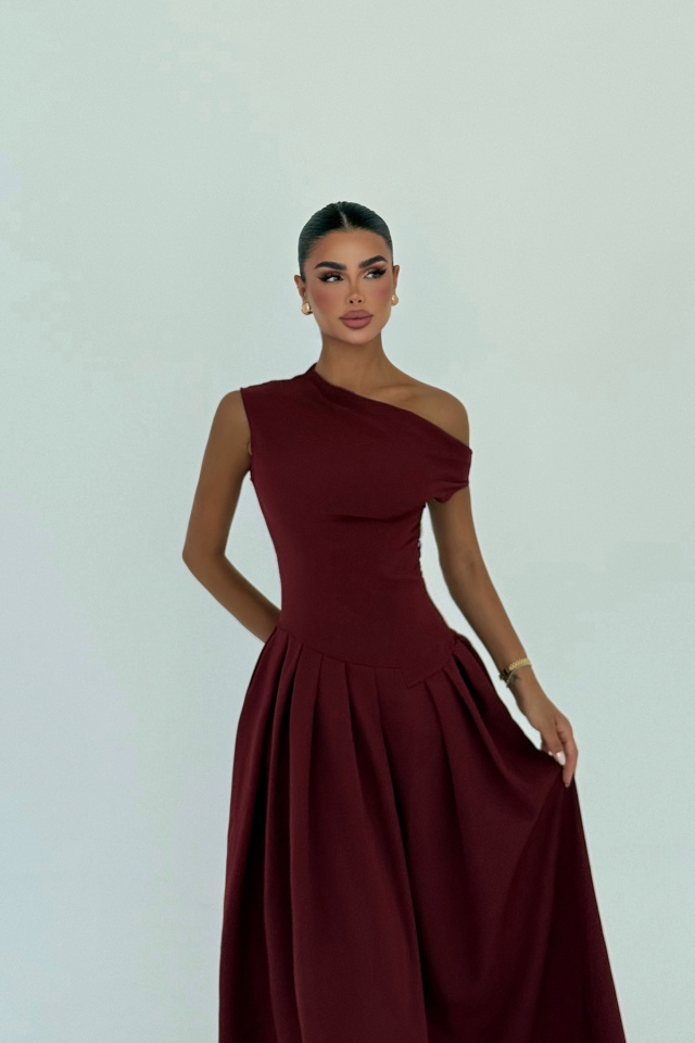 Vişne Bimala Kayık Yaka Elbise ATE-2950 - 2