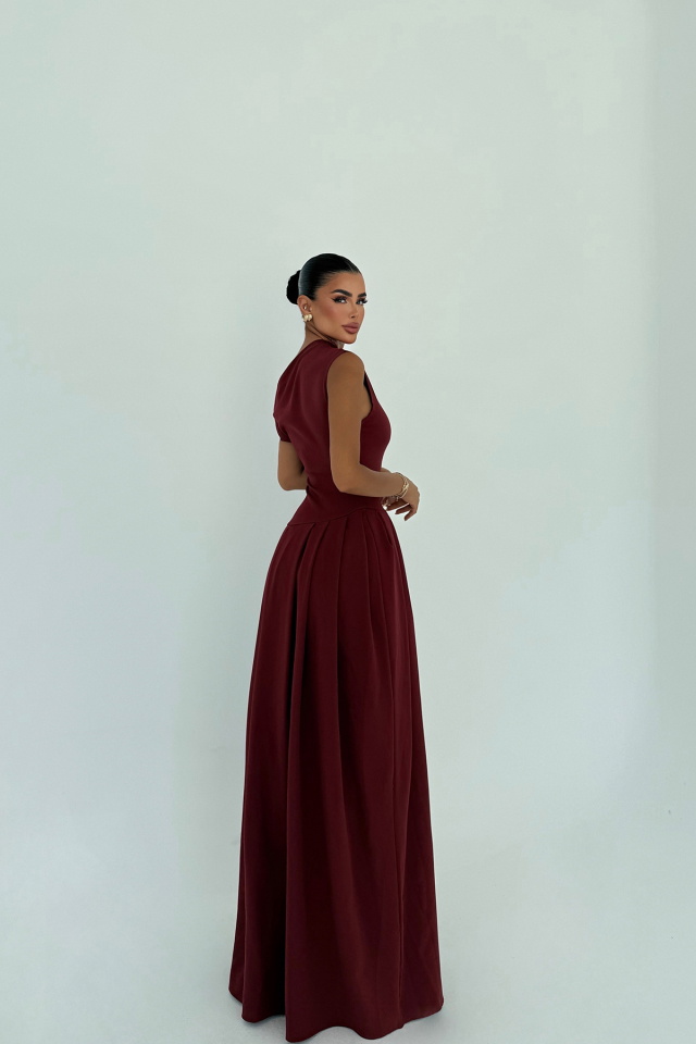 Vişne Bimala Kayık Yaka Elbise ATE-2950 - 3