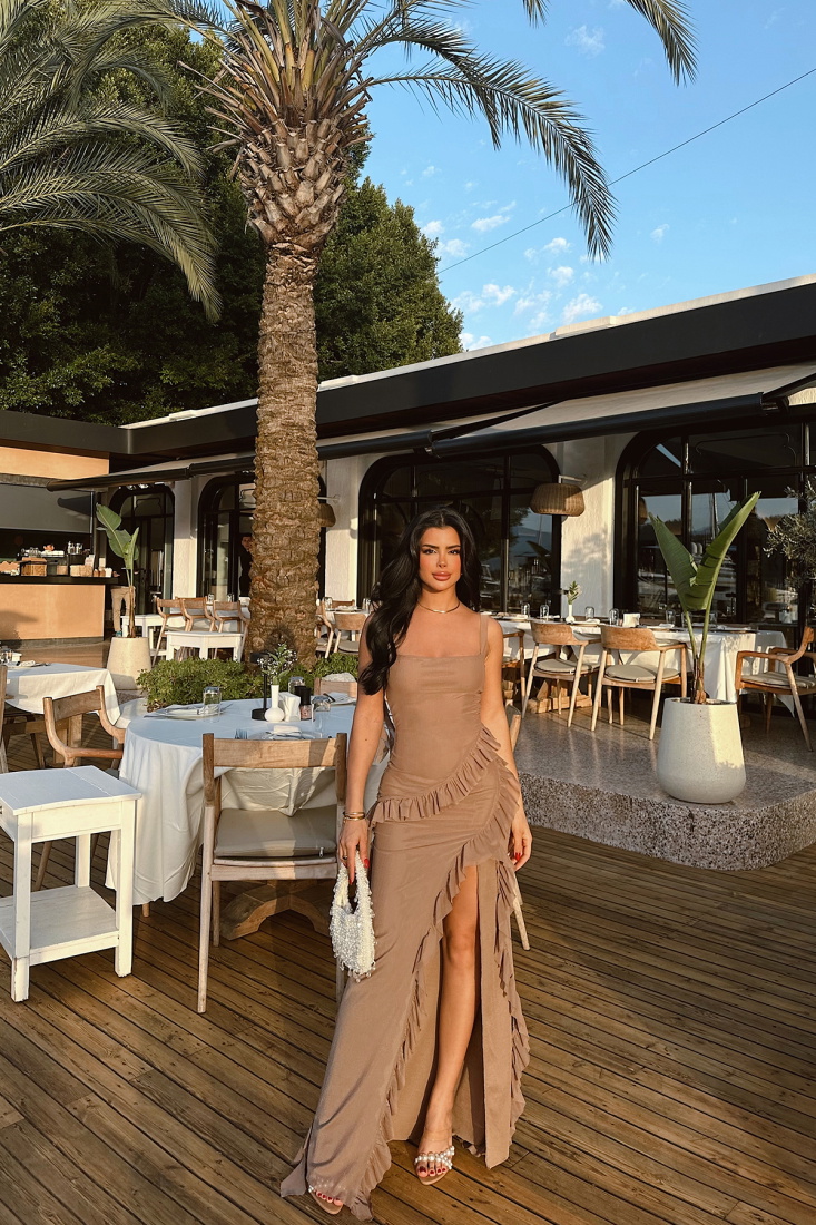 Vizon Astrid Yırtmaçlı Uzun Elbise ATE-1053 - EYYO