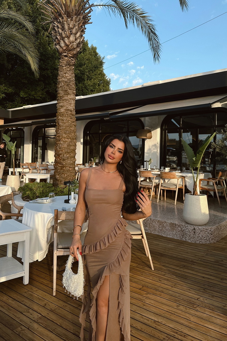 Vizon Astrid Yırtmaçlı Uzun Elbise ATE-1053 - EYYO