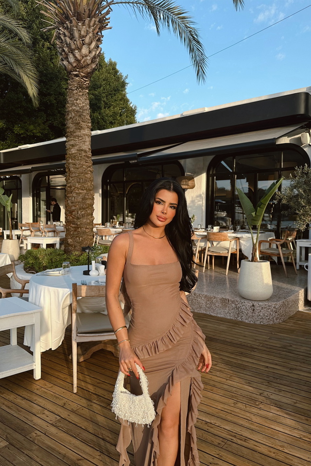 Vizon Astrid Yırtmaçlı Uzun Elbise ATE-1053 - 4