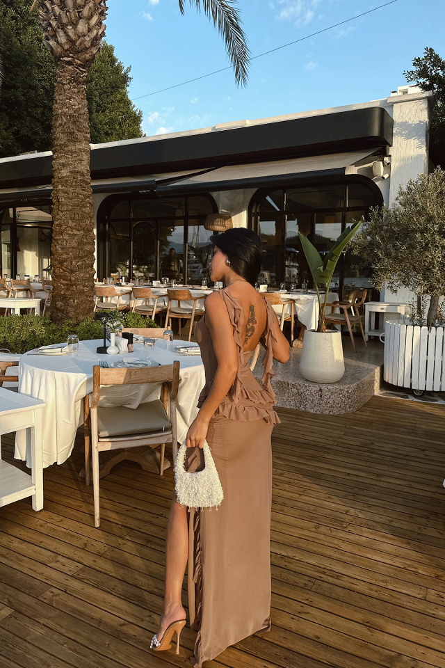 Vizon Astrid Yırtmaçlı Uzun Elbise ATE-1053 - 5