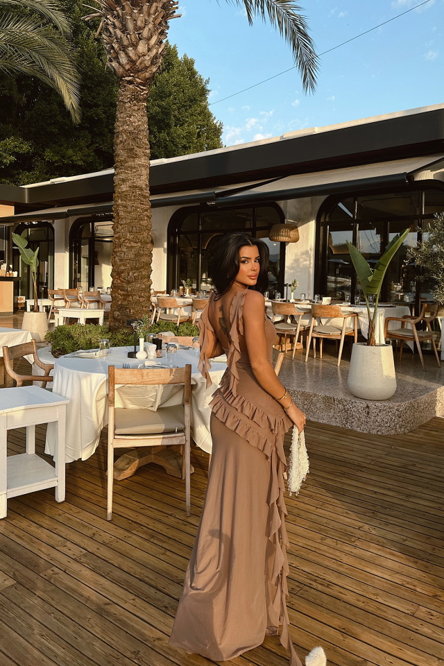 Vizon Astrid Yırtmaçlı Uzun Elbise ATE-1053 - 6