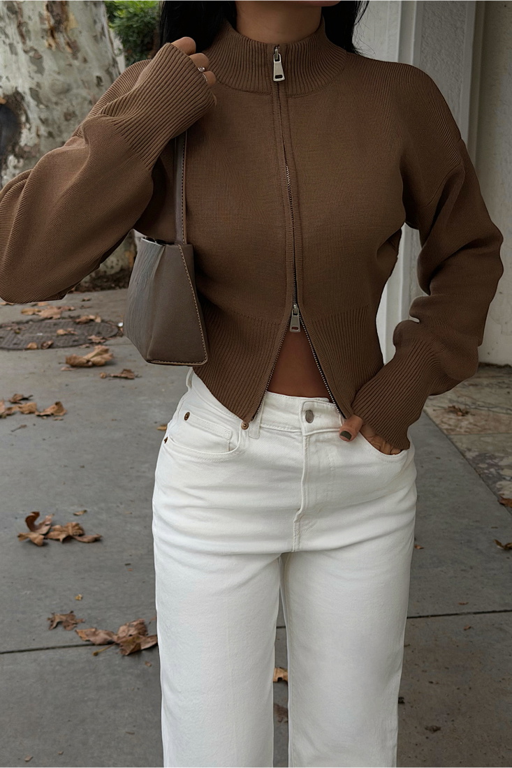 Vizon Balboa Çift Fermuarlı Triko Hırka ATE-3893 - EYYO