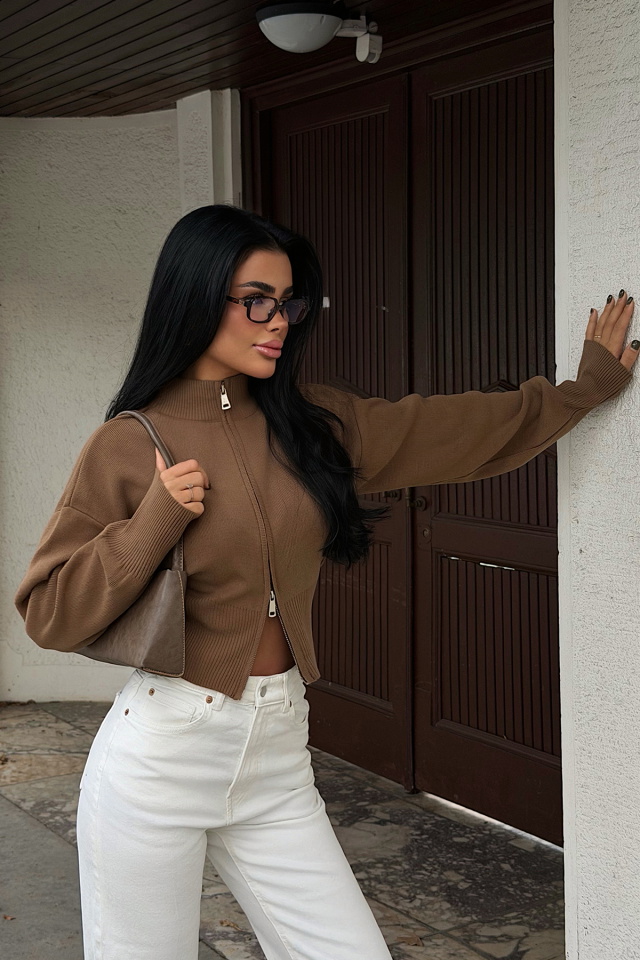 Vizon Balboa Çift Fermuarlı Triko Hırka ATE-3893 