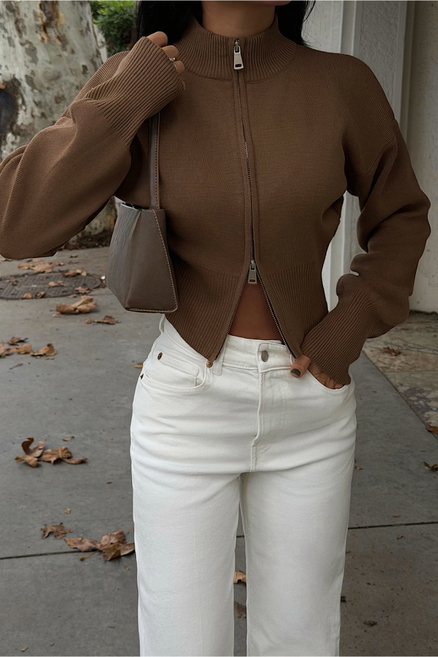 Vizon Balboa Çift Fermuarlı Triko Hırka ATE-3893 - 2