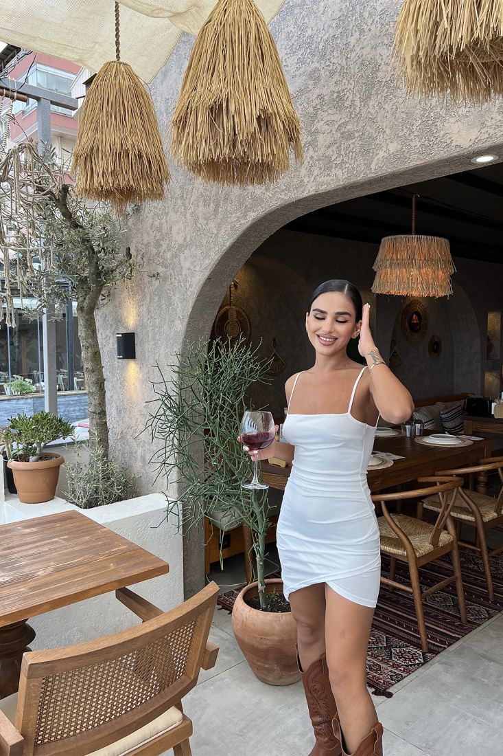 White Asymmetrical Dress ATE1931 - gecce