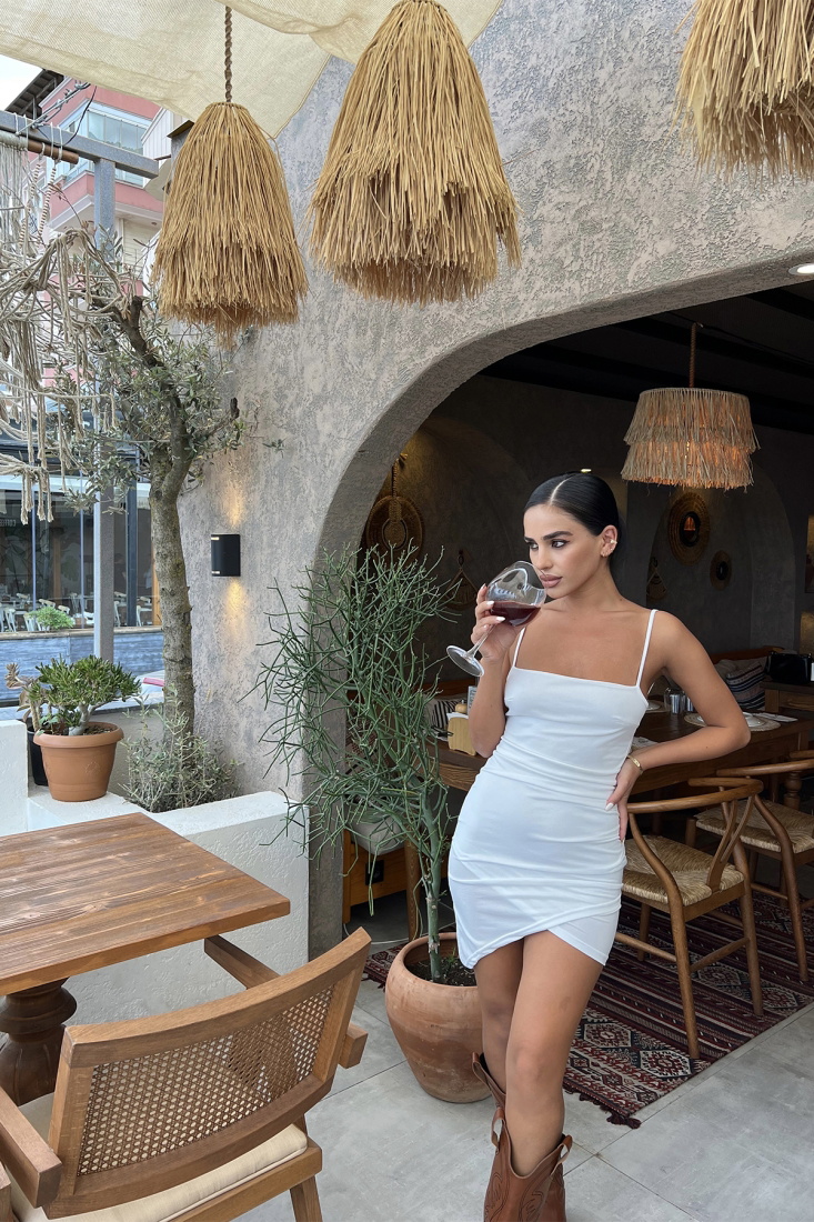 White Asymmetrical Dress ATE1931 - gecce