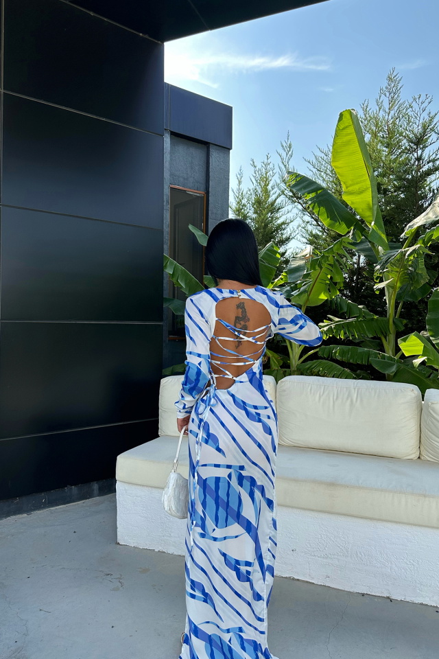 White Back Detail Dress ATE4292 - 4