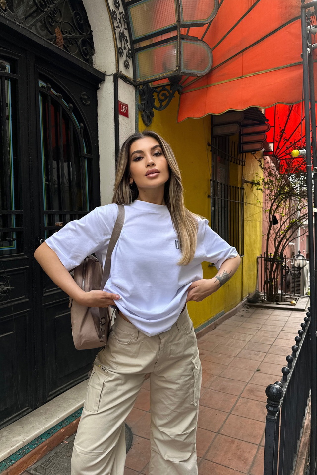 White Back Printed T-shirt ATE6091 - 5