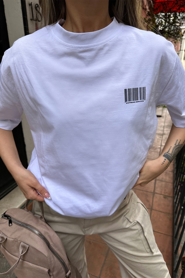 White Back Printed T-shirt ATE6091 - 2