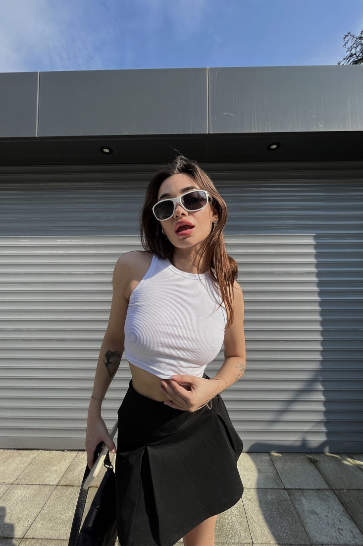 White Basic Crop Top ATE6493 - EYYO
