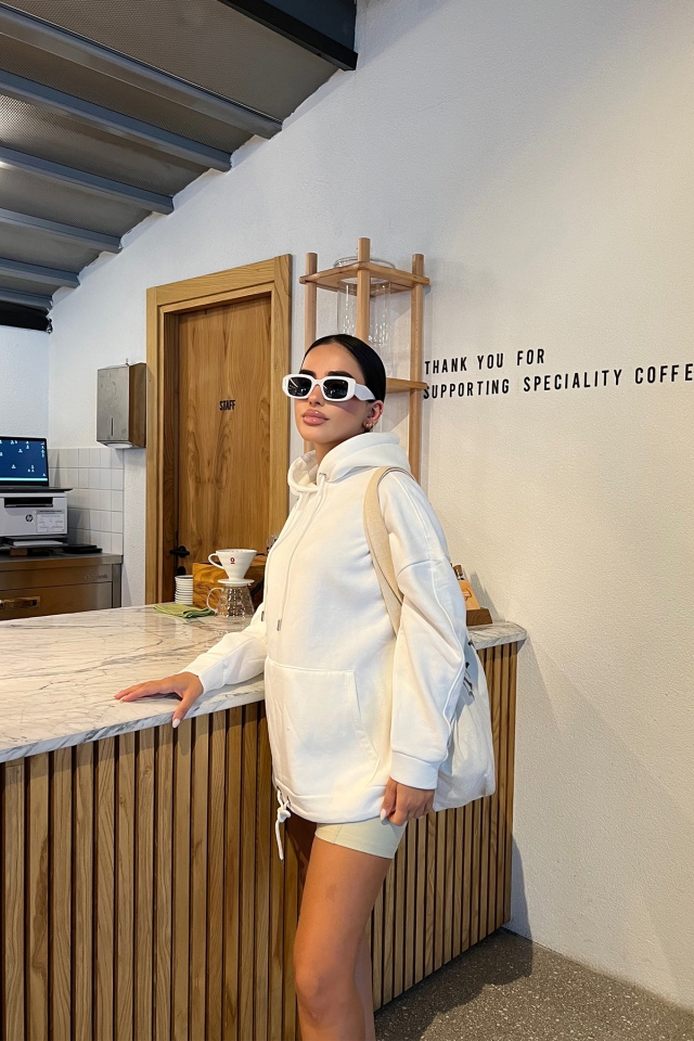 White Basic Hooded Sweat ATE1971 - 3