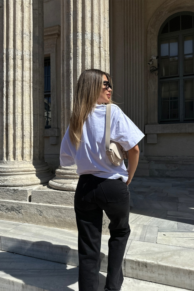 White Brooklyn Letter Tshirt ATE5303 - 5