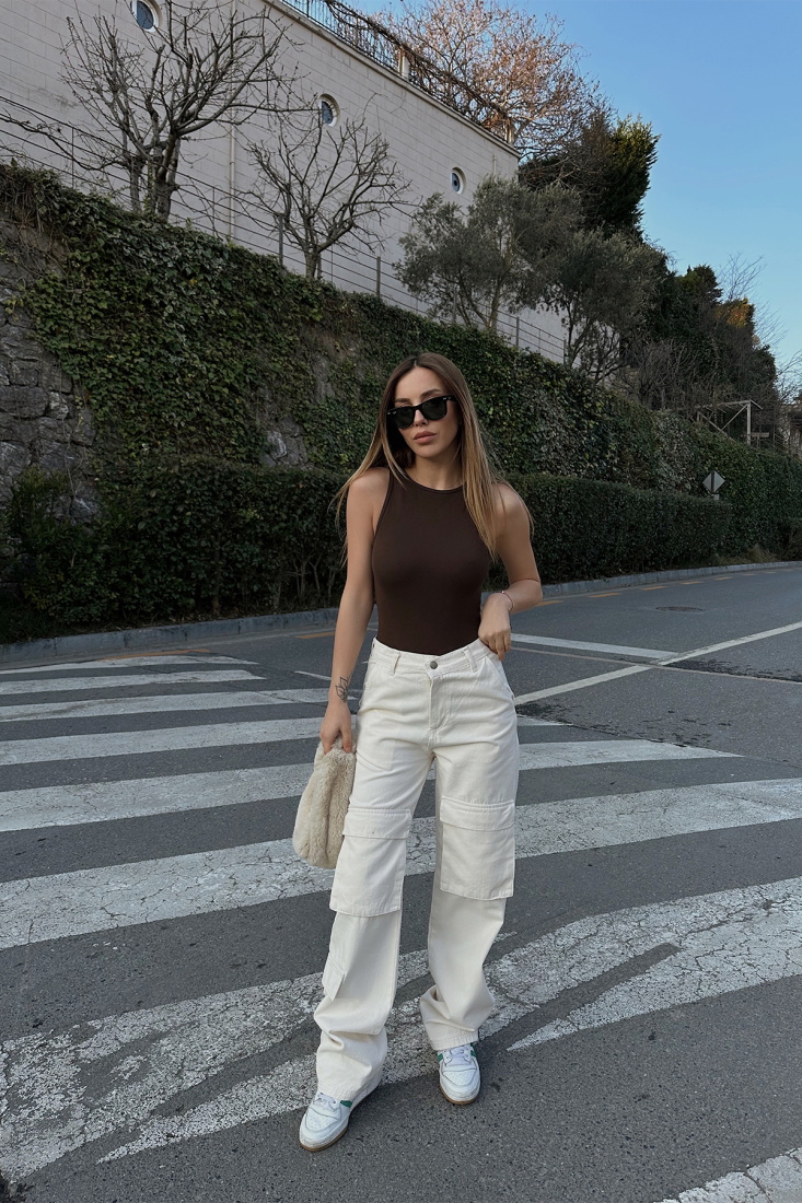 White Cargo Pocket Pants ATE4334 - EYYO