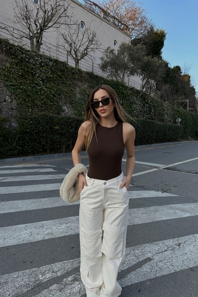 White Cargo Pocket Pants ATE4334 - 2