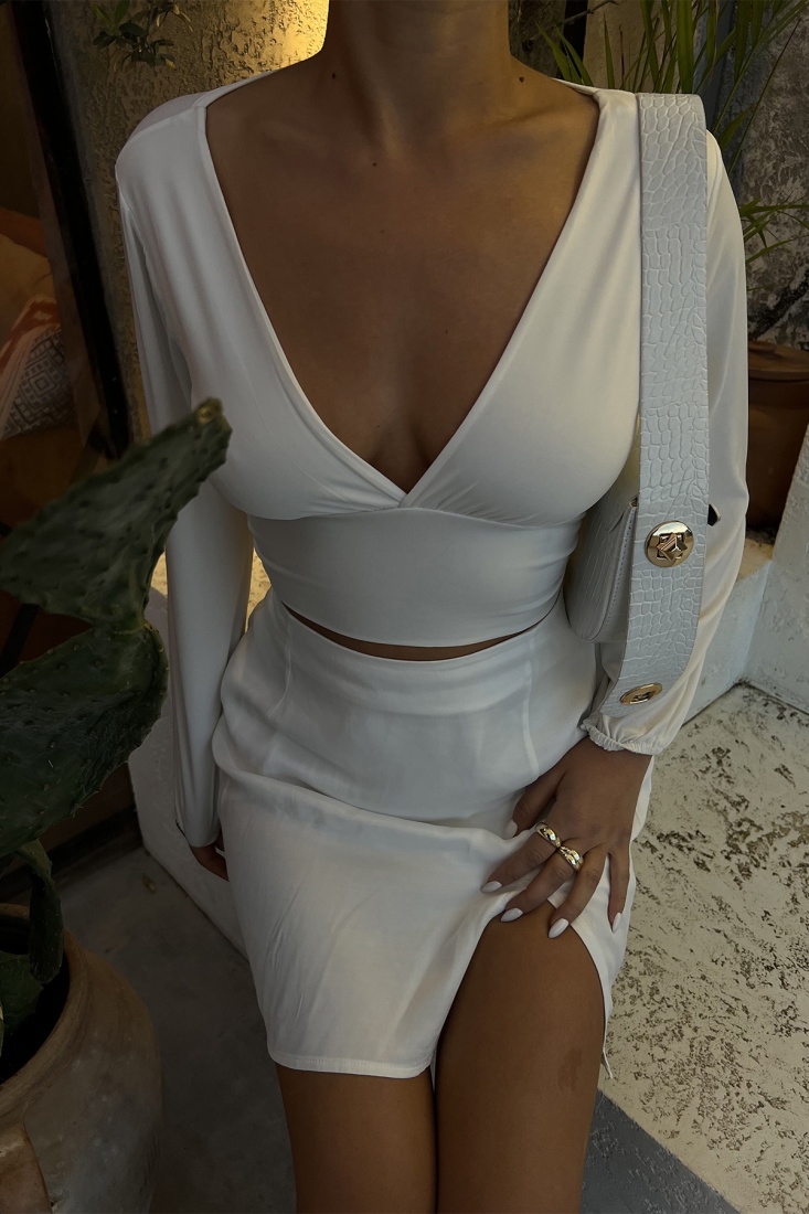 White Crop Top ATE2130 - gecce