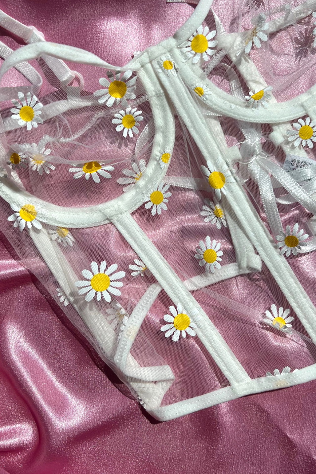 White Daisy Pattern Corset ATE5168 - 2