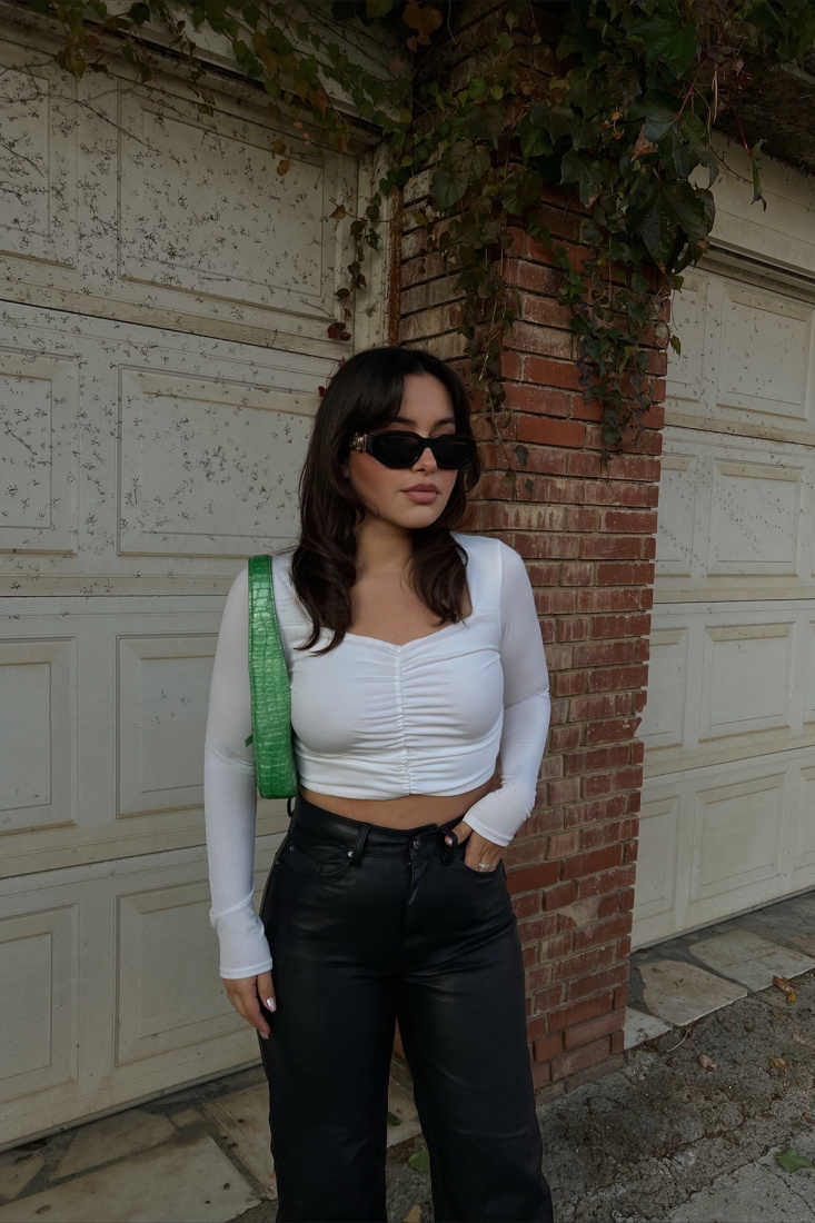 White Front Gathered Blouse ATE2573 - EYYO