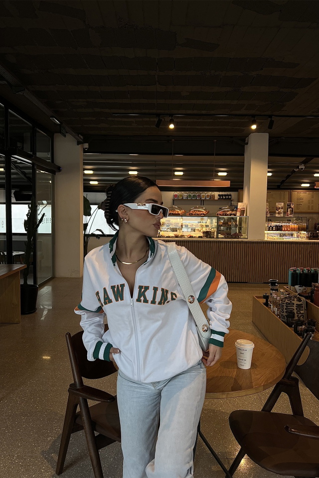 White Front Printed College Jacket ATE2838 - 3