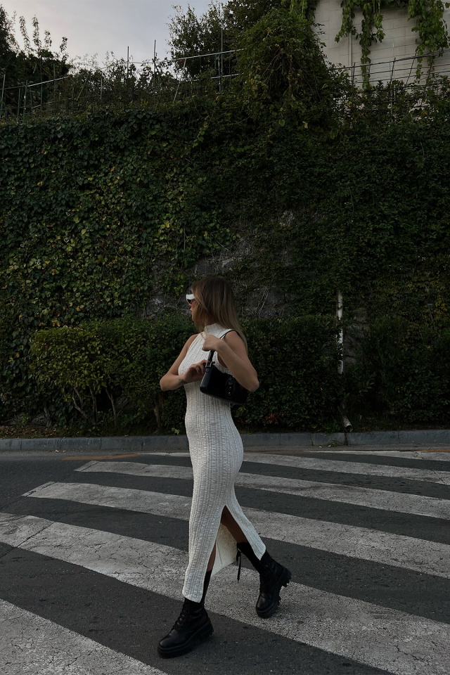 White Halter Collar Maxi Dress ATE2004 - 4