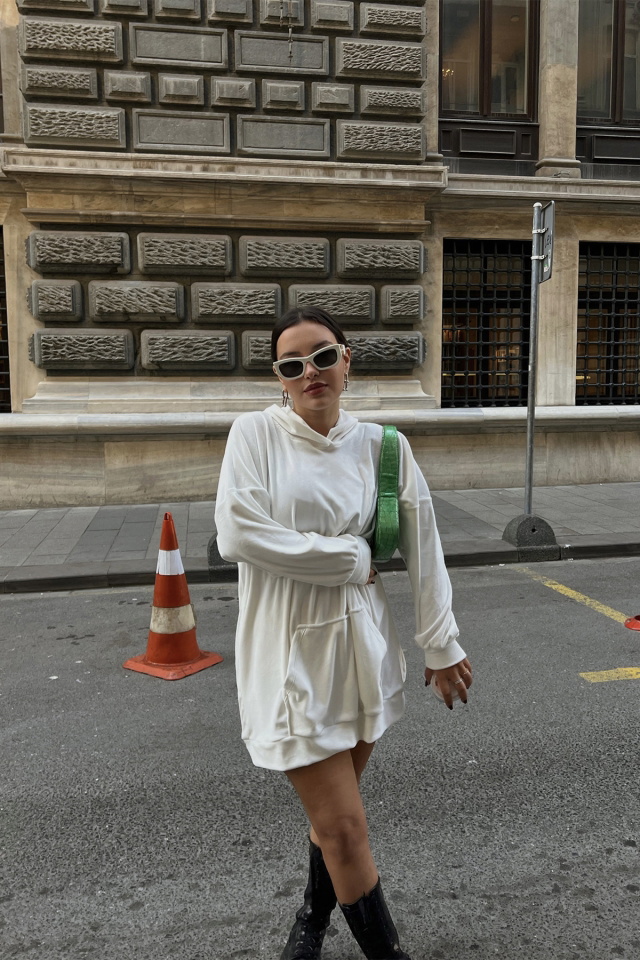 White Hooded Sweat ATE2229 - 3