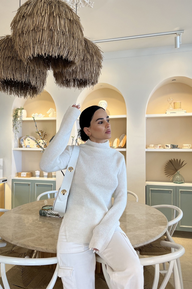 White Knitwear Sweater ATE2092 