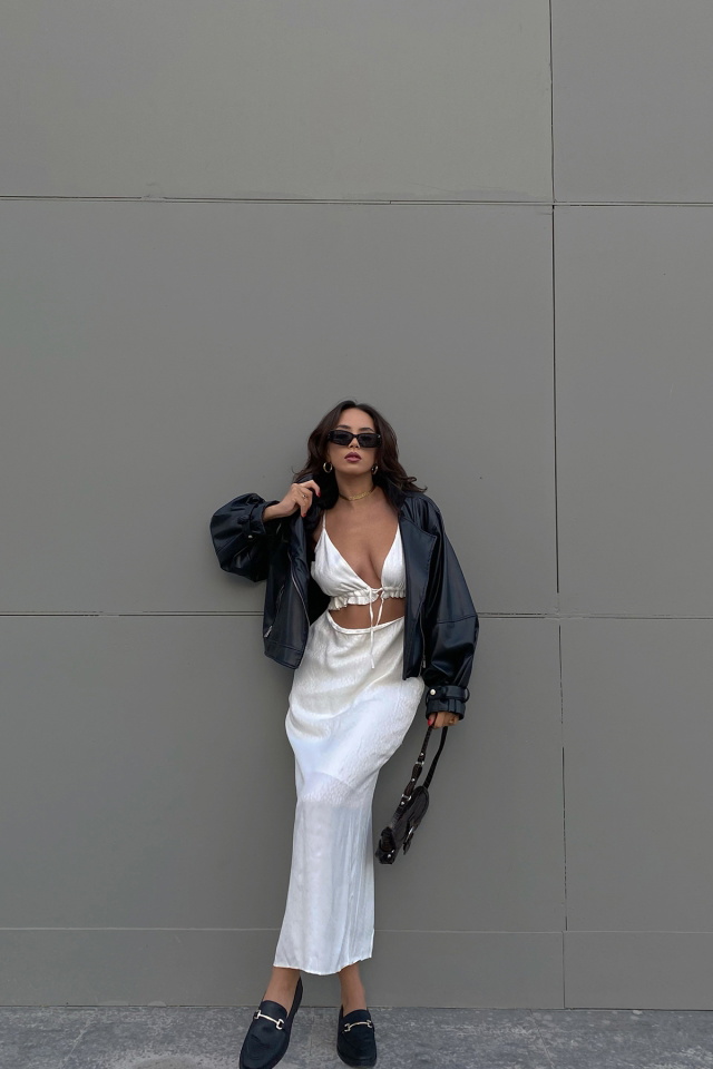 White Laced Long Dress ATE2360 - 4