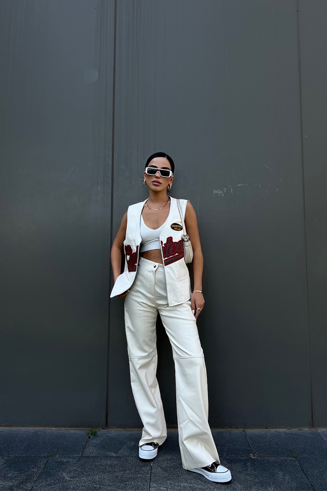 White Leather Criminal Waistcoat ATE2209 - 3
