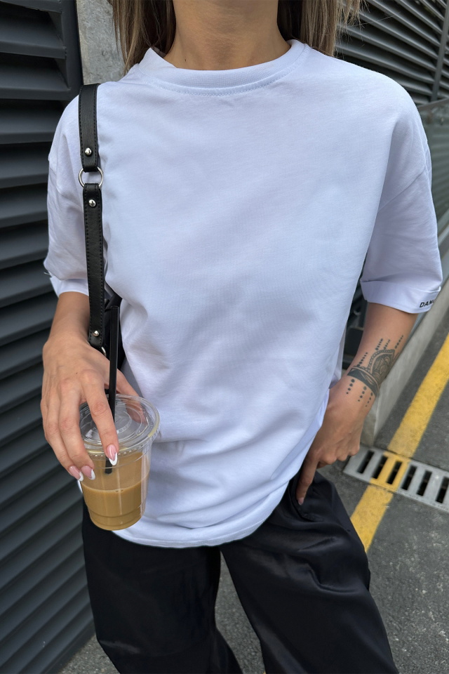 White Letter Sleeve Tshirt ATE6093 - 2