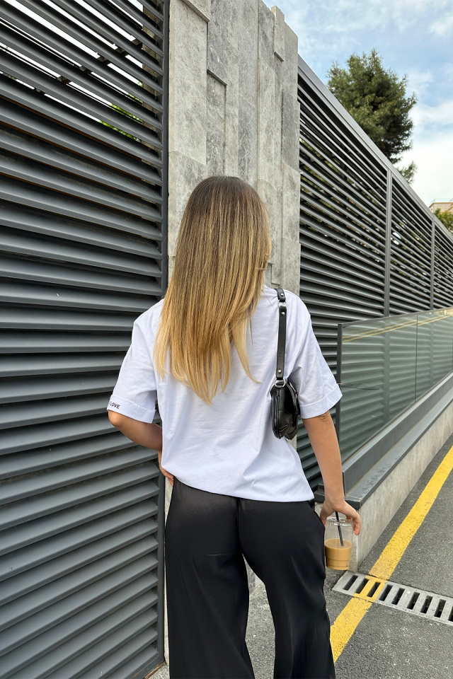 White Letter Sleeve Tshirt ATE6093 - 5