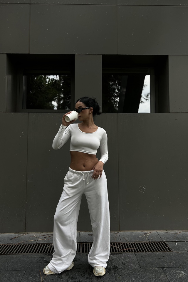White Low-Waist Sweatpants ATE2002 - 1