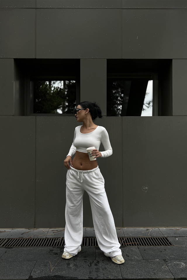 White Low-Waist Sweatpants ATE2002 - 5