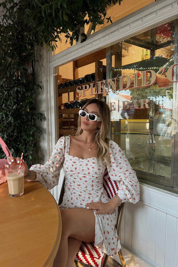 White Lucia Floral Dress ATE1810 - EYYO ATELIER